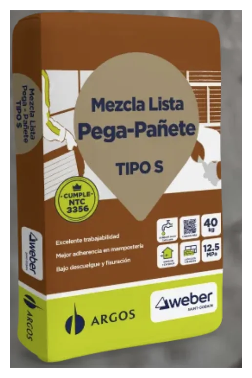 Mezcla Lista Pega Pañete Tipo S